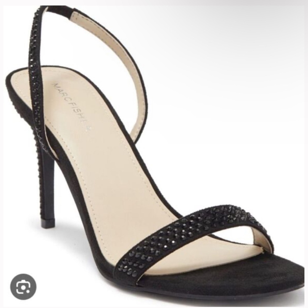 NIB MARC FISHER Black Rhinestone Heels